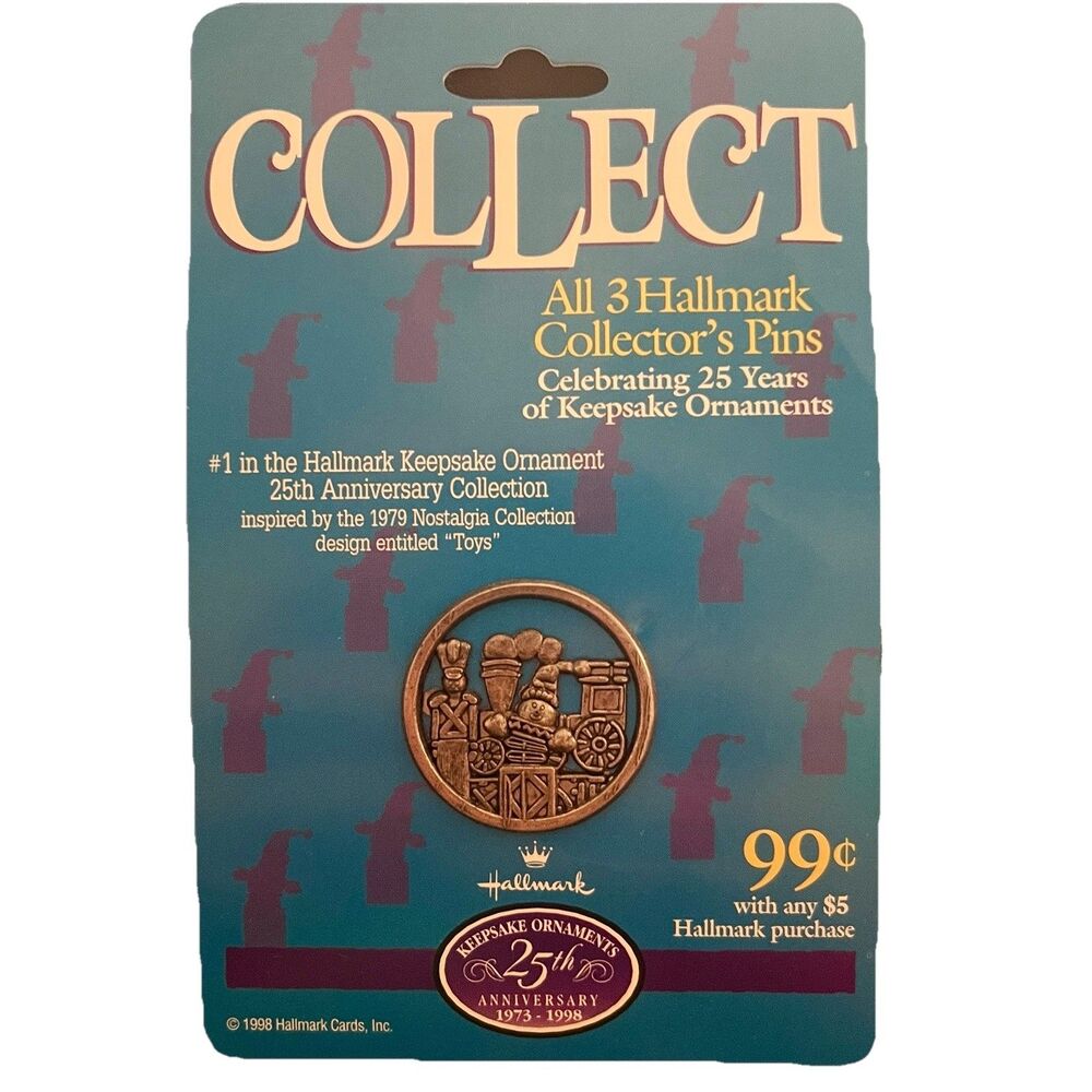 Vtg Hallmark Keepsake Ornaments 25th Anniversary Toys Lapel Pin 1998